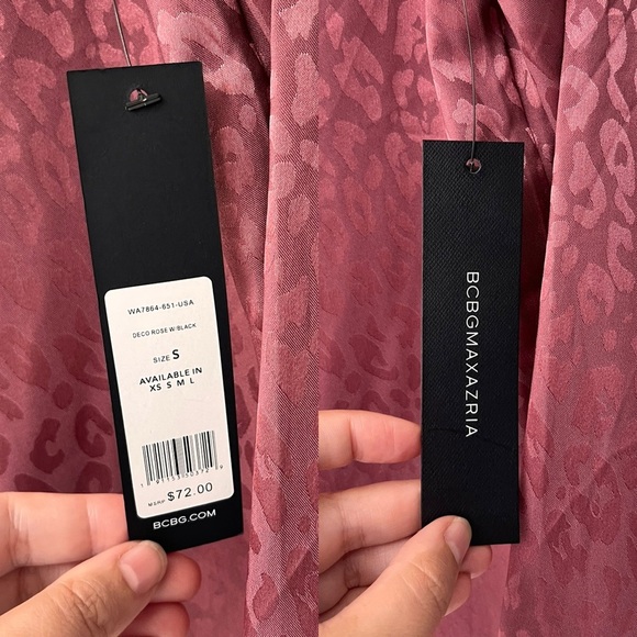 NWT BCBGMAXAZRIA Deco Rose Leopard Satin Top S - Picture 9 of 13